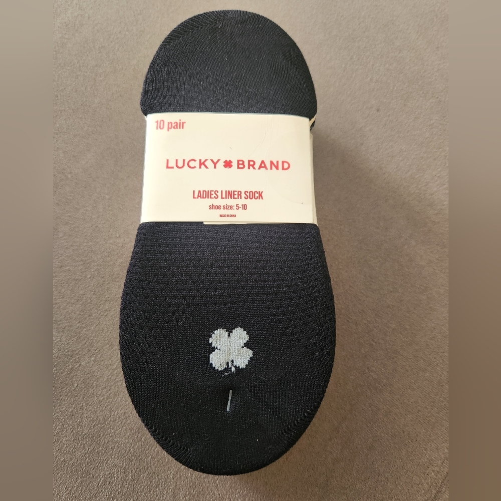 Lucky Brand Ladies' Liner Sock 10-pair Pack ~BLACK/NUDE ~SIZE 5-10 **NEW